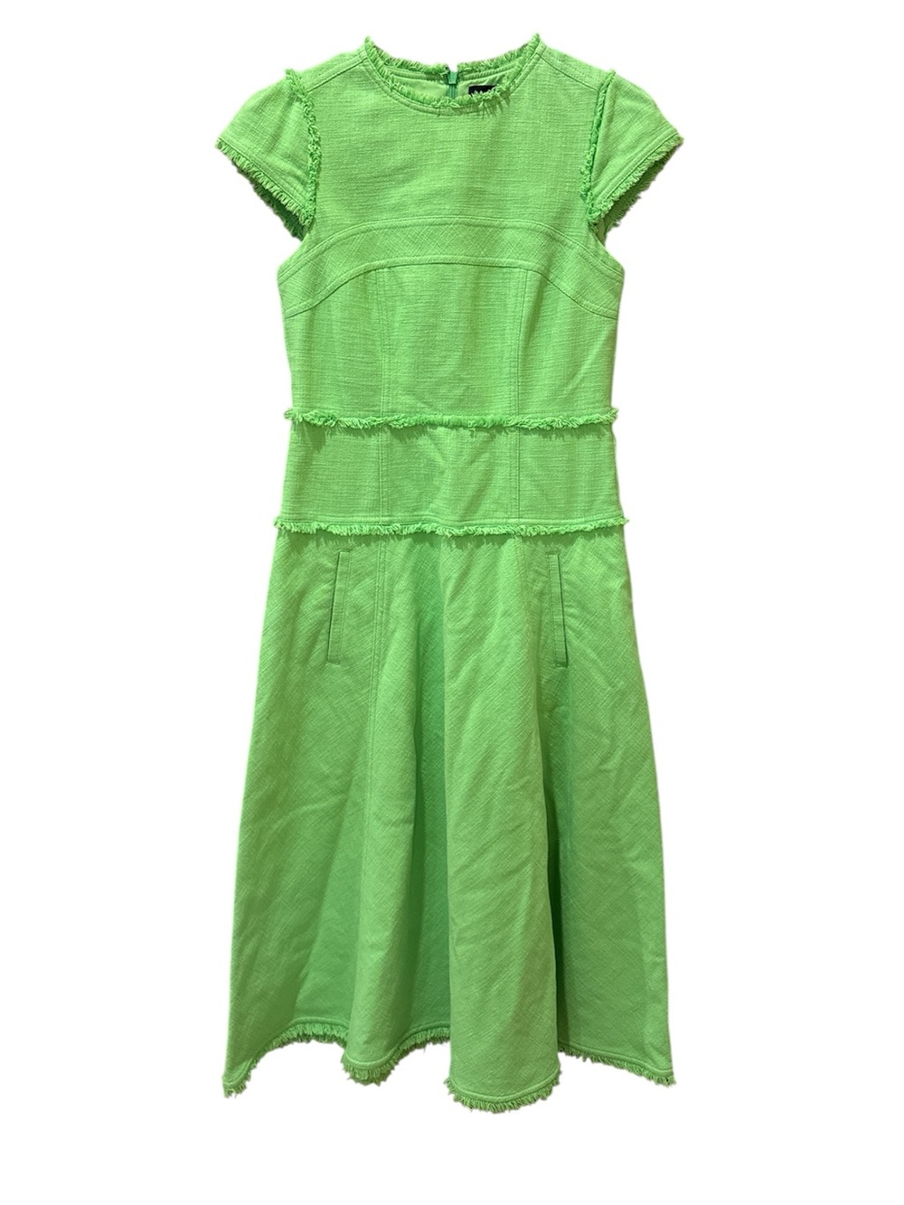 ME + EM Textured Cap Sleeve Midi Dress in Green Size: 4 - Picture 4 of 6